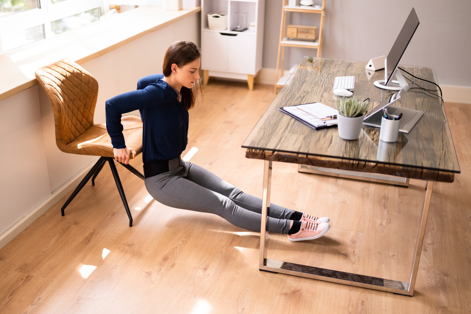 Businesswoman Doing Stretching Exercise